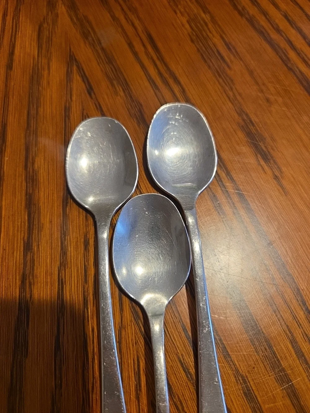 Vtg Stainless Steel НЕРЖ Teaspoons 3 USSR Era Flatware Scallop Patterned Rare